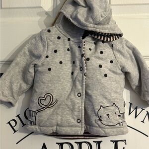 Gray Cat Print Kids Hoodie